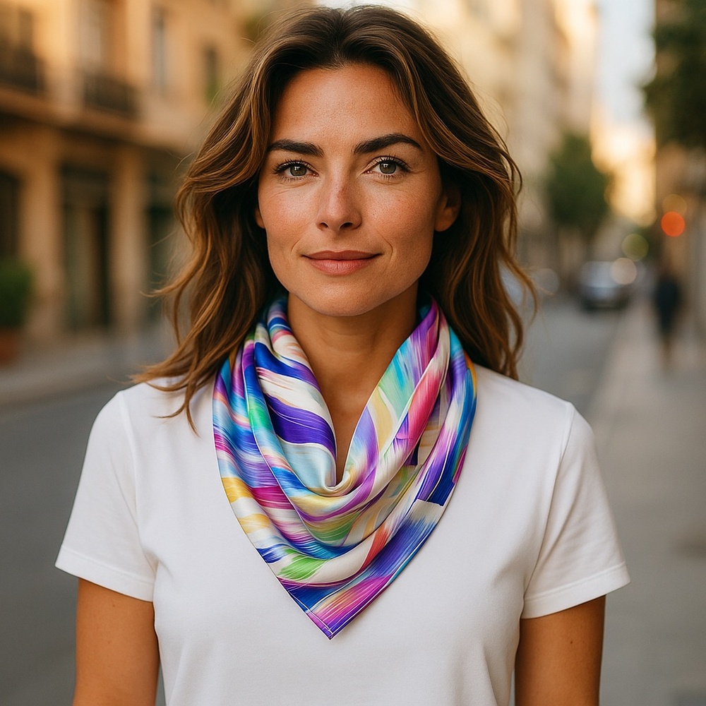 NWT SILKLETTE Bright Horizons 100% Fine Silk Kerchief Scarf MULTICOLOR - Picture 4 of 7